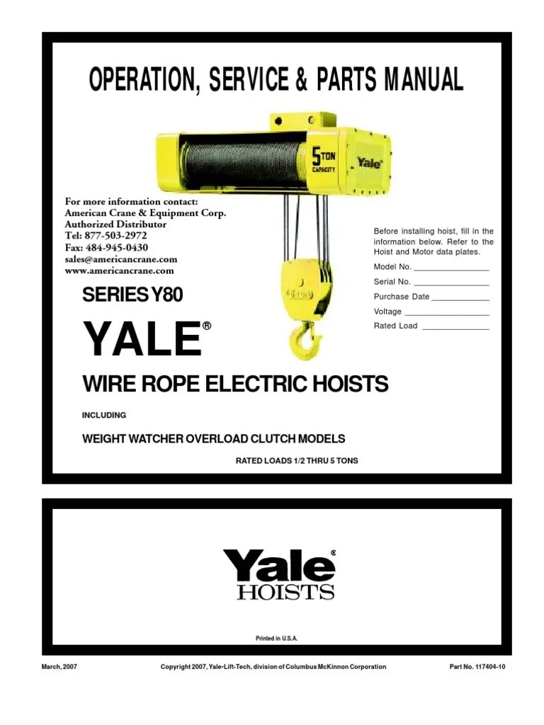 Yale-Y80Series-Manual---117404-10A | Elevator | Gear