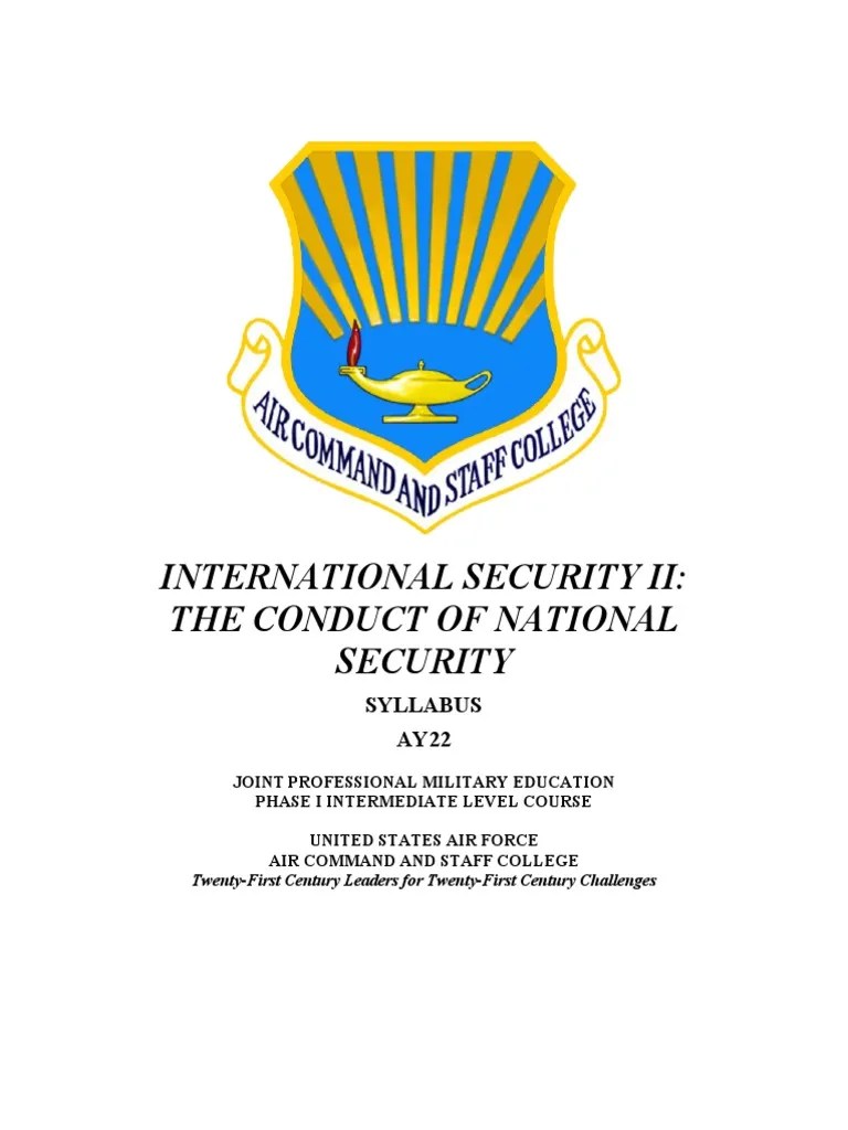 International Security Ii The Conduct of National Security Syllabus