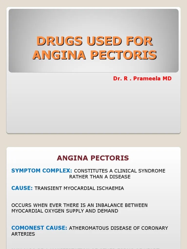 Drugs Used For Angina Pectors PDF Aspirin Myocardial Infarction
