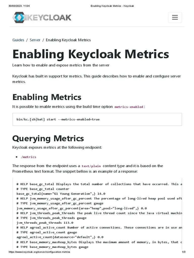 Enabling Keycloak Metrics Keycloak PDF Java Virtual Machine