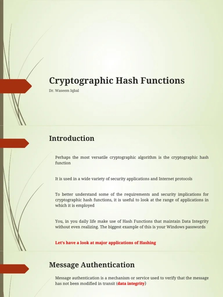 Lecture14Hash Functions PDF Cryptography Public Key Cryptography