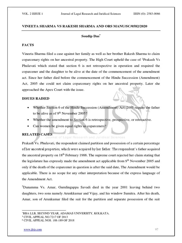 Vineeta Sharma Vs Rakesh Sharma and Ors Manu/Sc/0582/2020 PDF