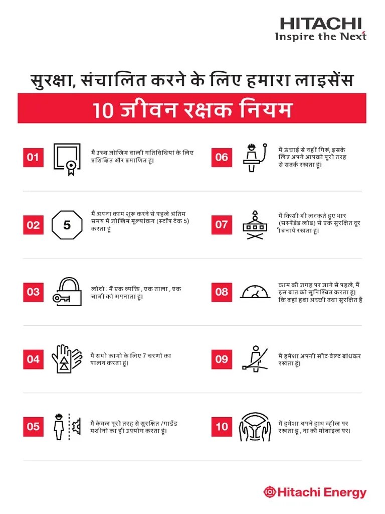 HI 10 Life Saving Rules A4 Hindi Language PDF