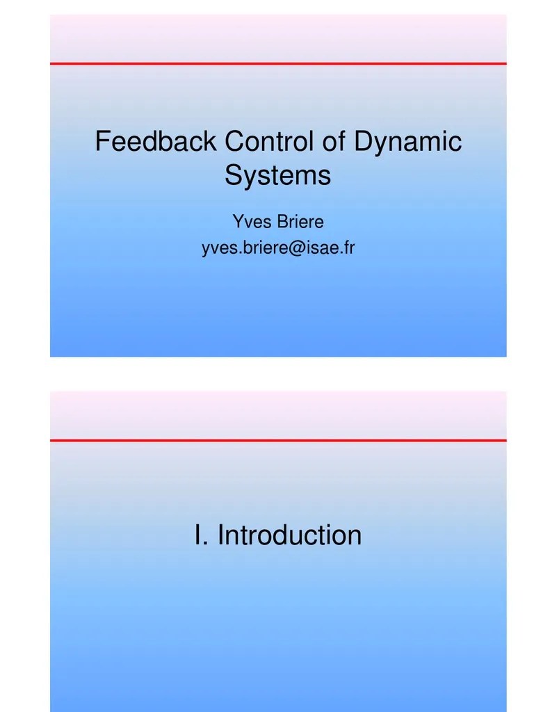 Feedback Control of Dynamic Systems 2008 Control Theory Systems Theory