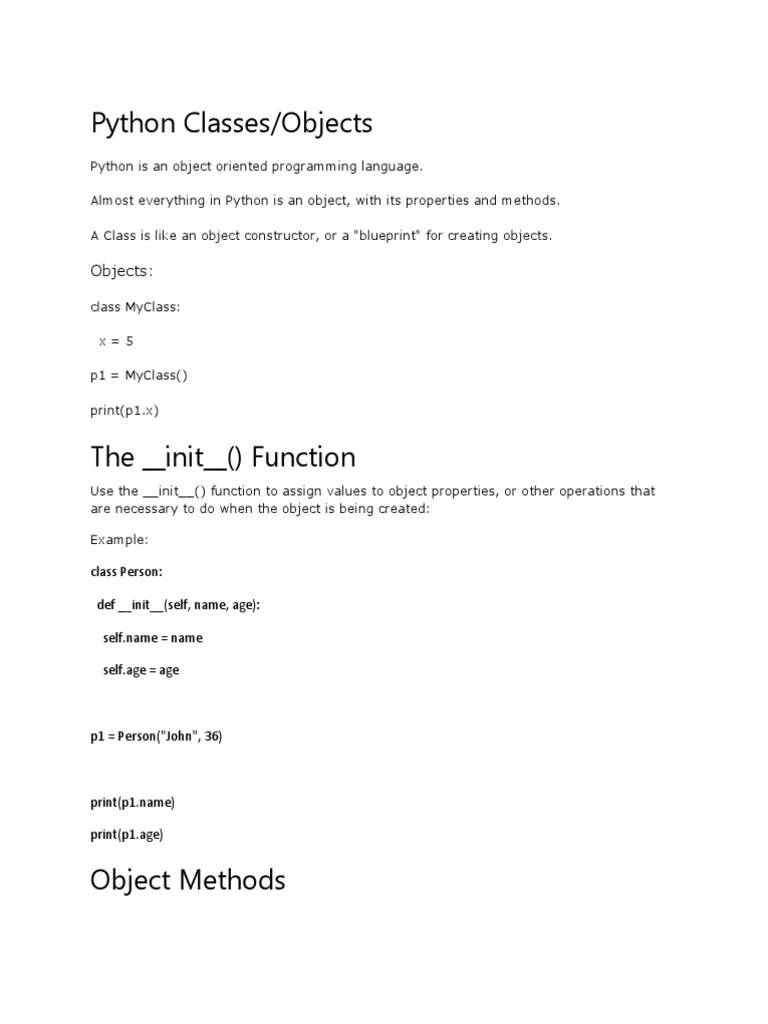 Python Classes PDF Class Programming) Inheritance