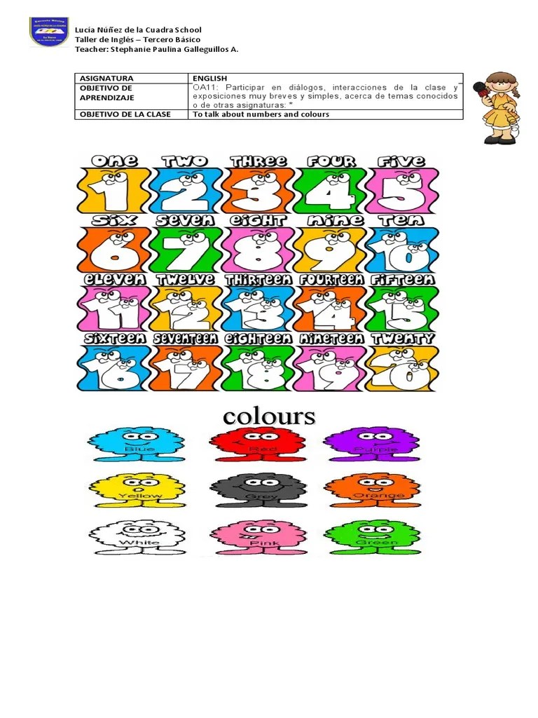 remember numbers and colours PDF