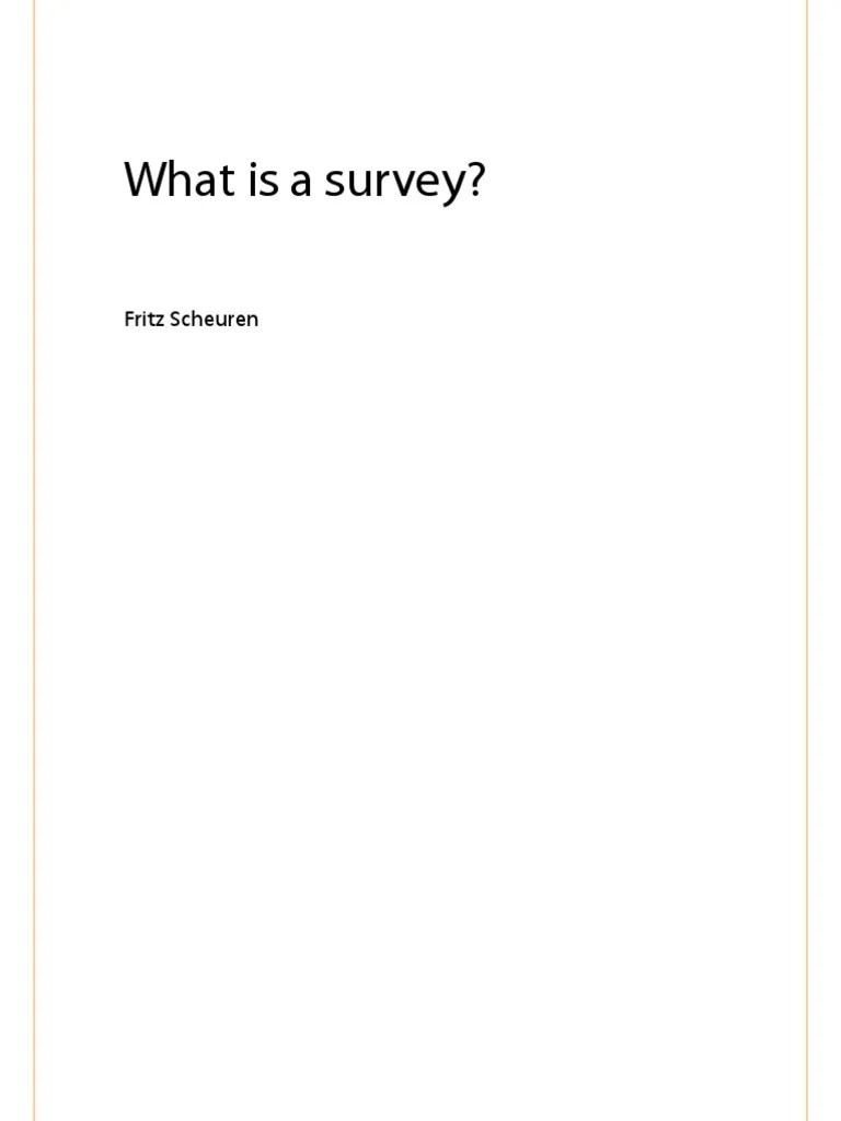 What Is A Survey? Fritz Scheuren PDF Survey Methodology Sampling