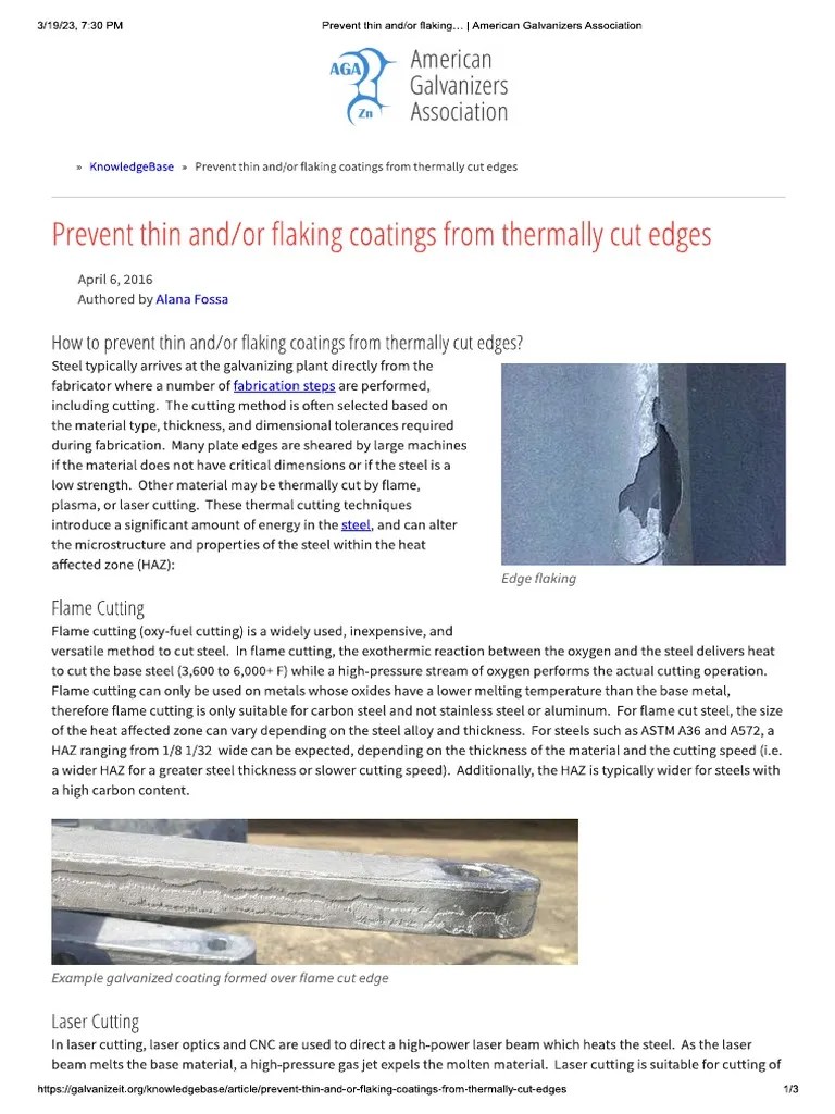 Prevent Thin Andor Flaking Coatings From Thermally Cut Edges PDF