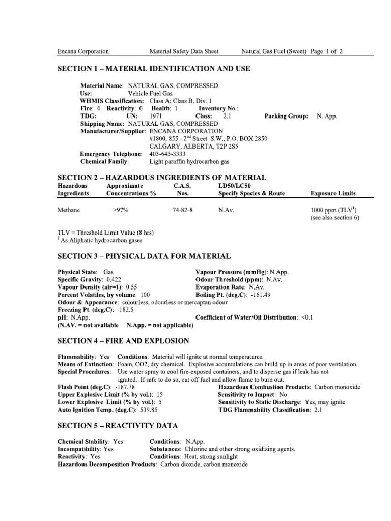 MSDS Gas Natural PDF
