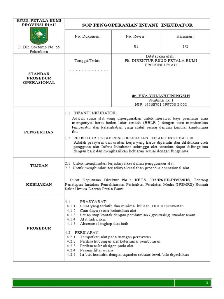SOP INFANT INCUBATOR PDF