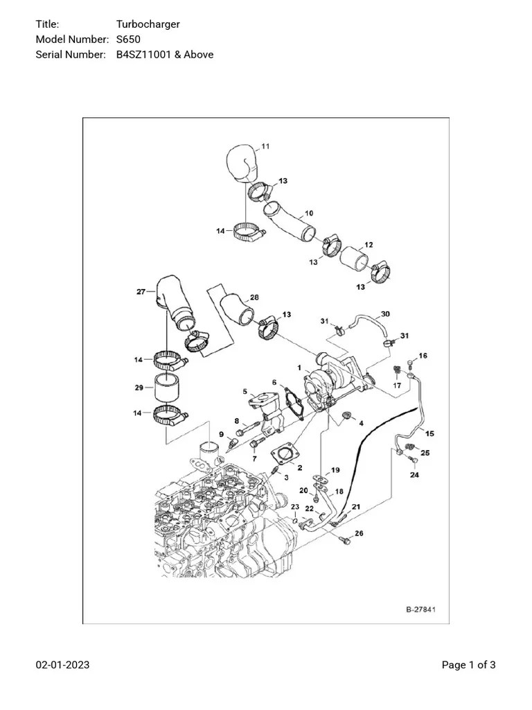 Title Turbocharger Model Number S650 Serial Number B4SZ11001 & Above