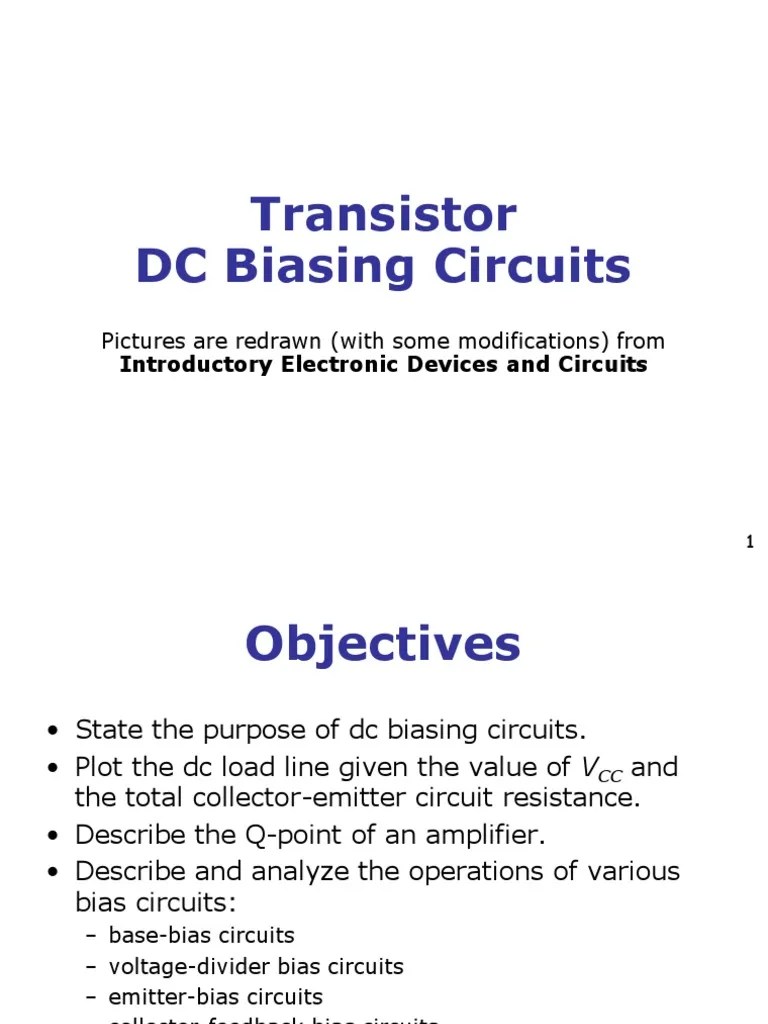 Transistor Biasing PDF Amplifier Bipolar Junction Transistor