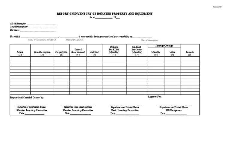 Report On Inventory of Donated Property and Equipment PDF