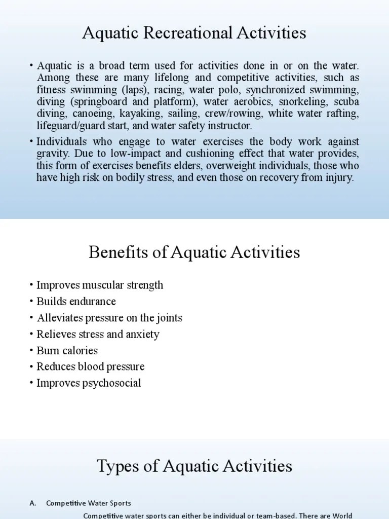 Aquatic Activities PDF Swimming Physical Fitness