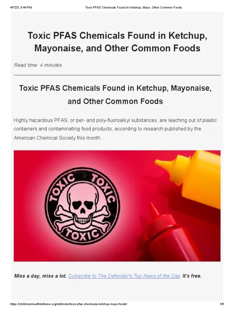 PFAS Chemicals Found in Common Foods PDF Toxicity Natural Environment