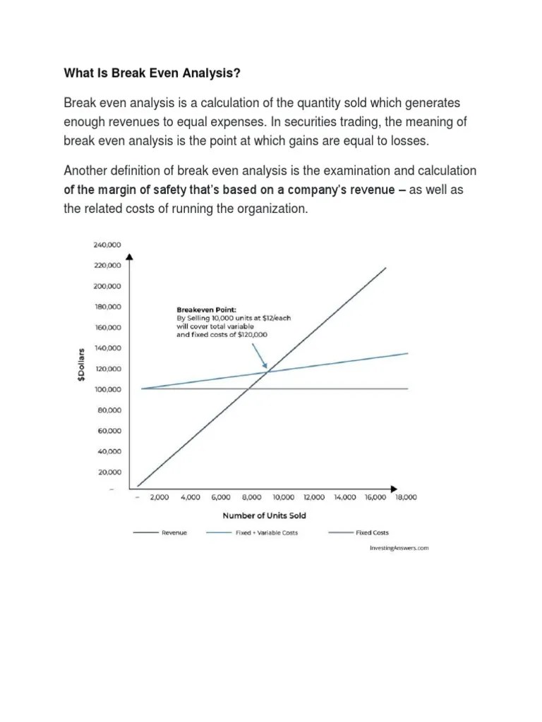 An InDepth Guide to Break Even Analysis Calculating the Breakeven