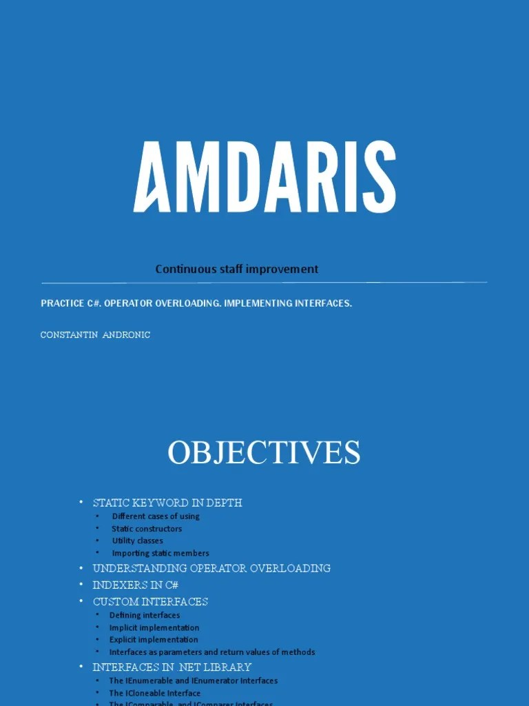 Implementing Interfaces and Operator Overloading in C PDF Class Programming