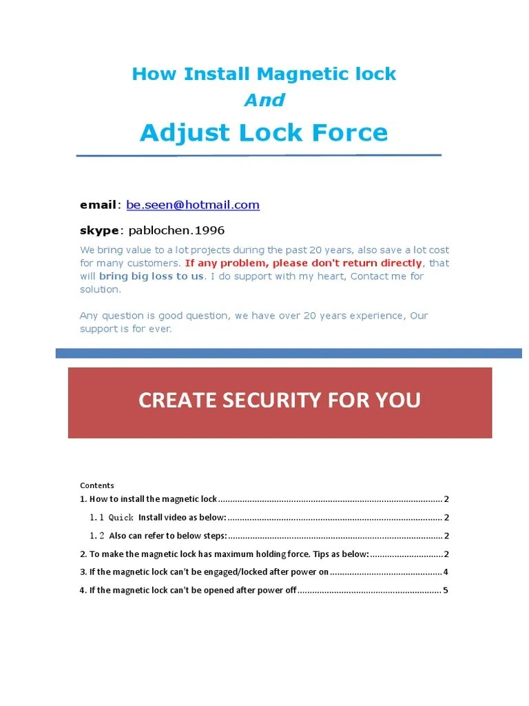Maglock FAQ Guide | PDF | Electromagnetism | Machines