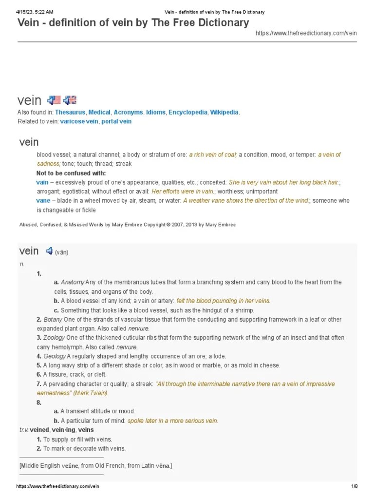 Vein Definition of Vein by The Free Dictionary PDF Vein Leaf