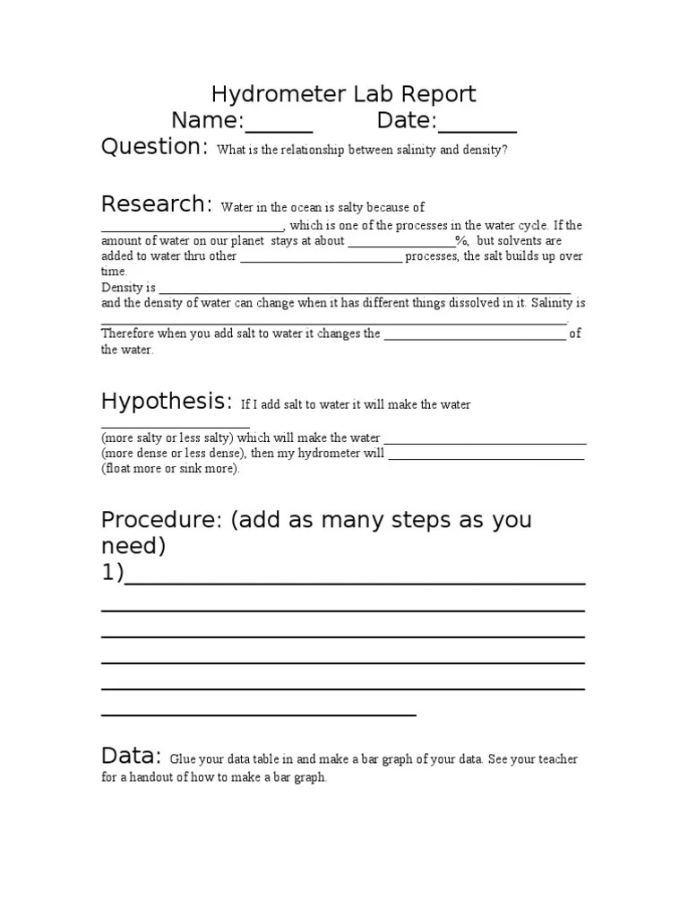 Hydrometer Lab Report PDF
