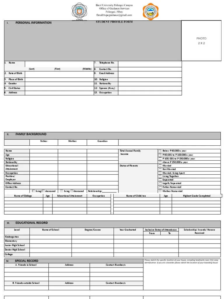 Personal and Family Profile PDF Family Health Sciences