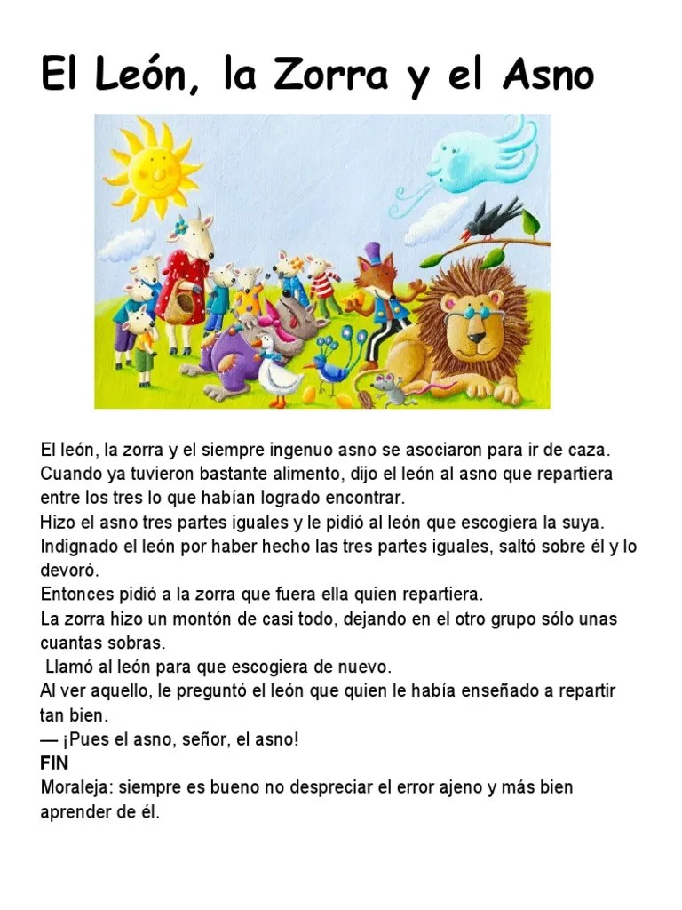 Fabula Del Leon, El Zorro y El Asno PDF