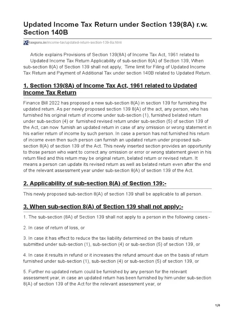 Updated Tax Return Under Section 1398A RW Section 140B PDF