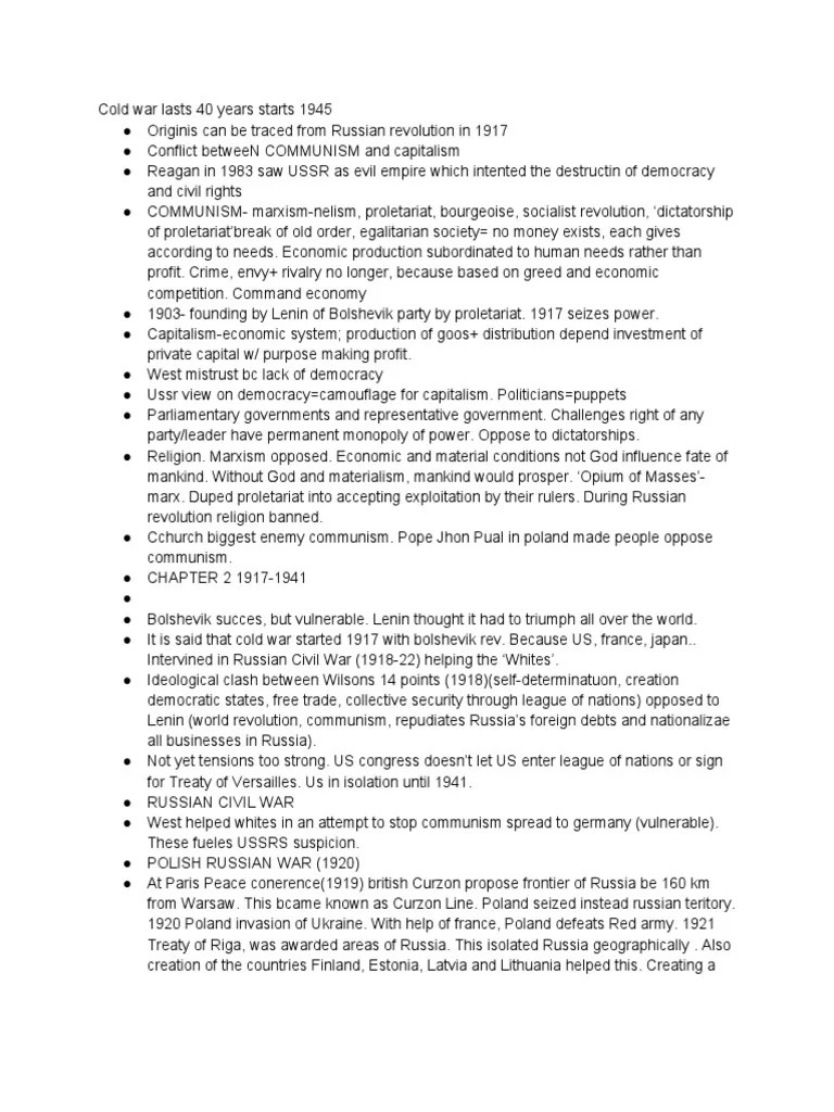 History Cheat Sheet Chapter 12 PDF Soviet Union World Politics
