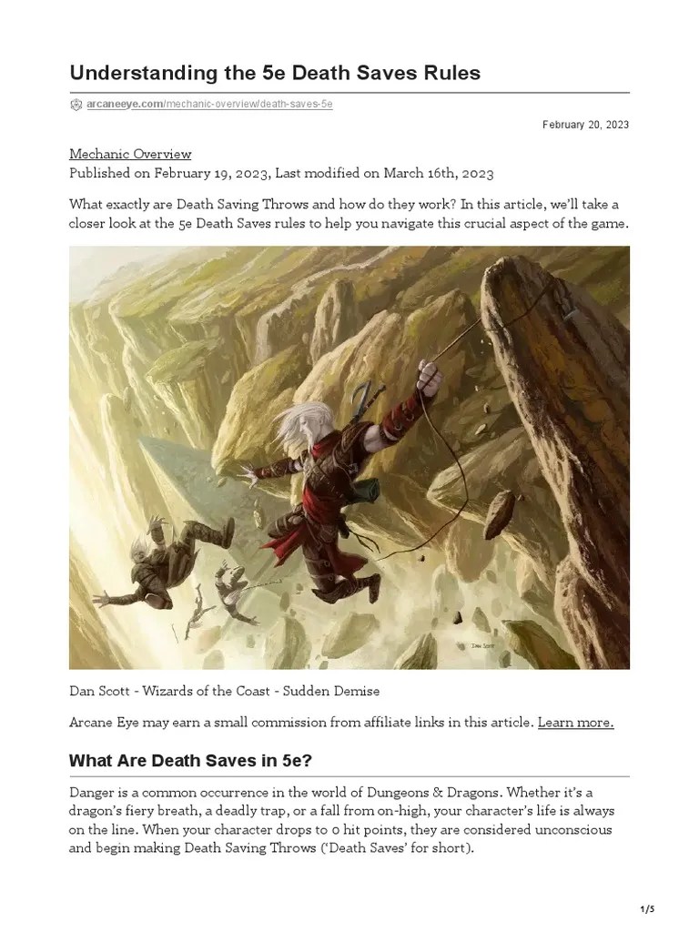 Understanding The 5e Death Saves Rules Download Free PDF Dungeons