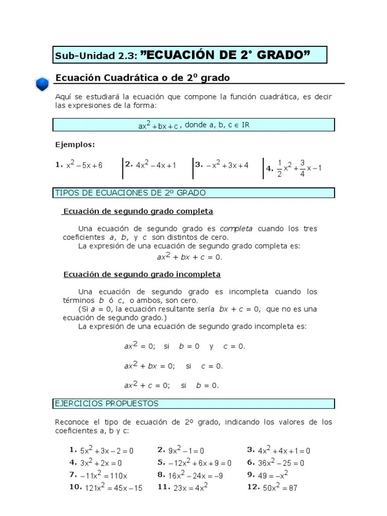 ECUACIÓN CUADRATICA