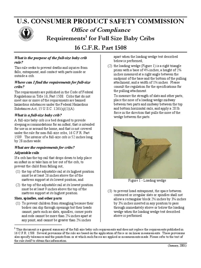 Requirements for FullSize Baby Cribs A Summary of Safety Standards