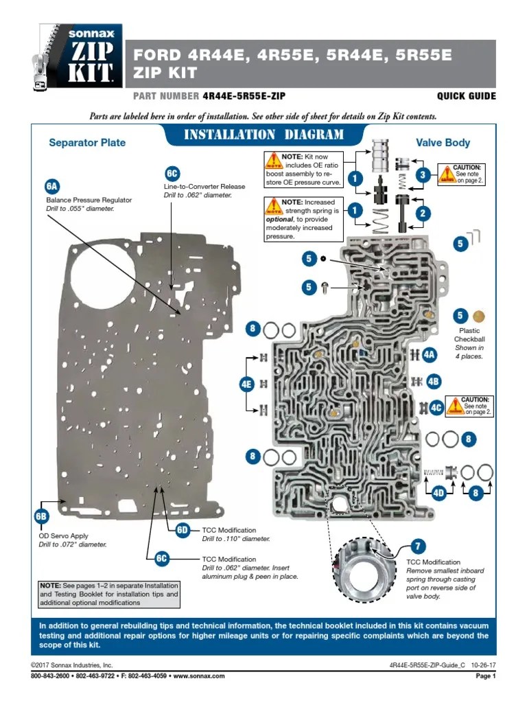 FORD 4R44E, 4R55E, 5R44E, 5R55E Zip Kit: Installation Diagram | PDF