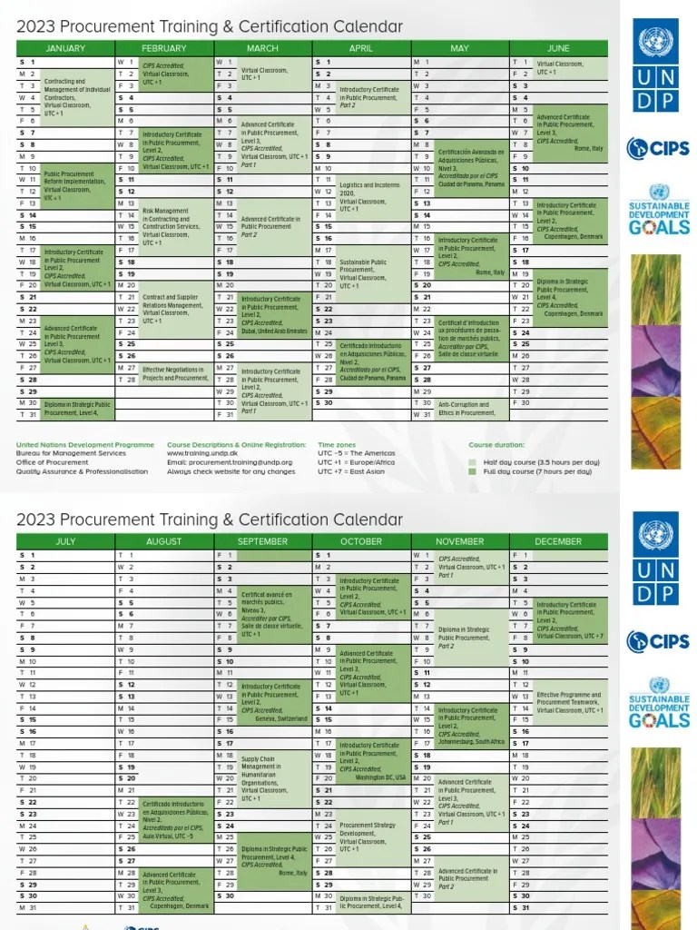2023 Calendar UNDP CIPS Training & Certification PDF Procurement Business Process Management