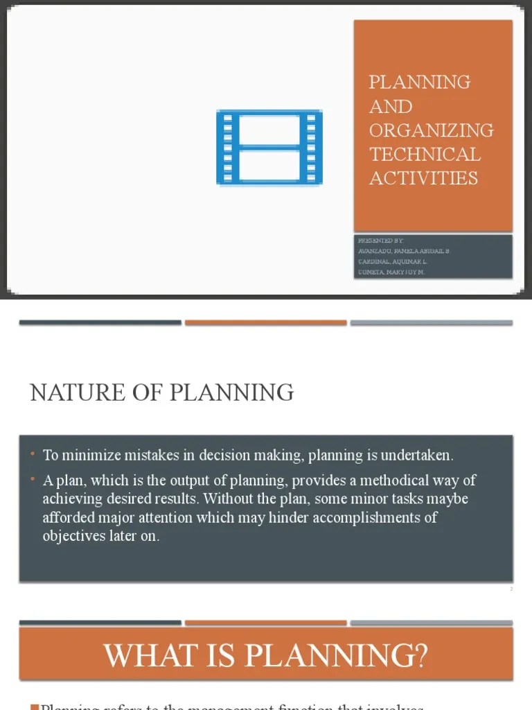 Planning and Organizing Technical Activities Draft PDF Strategic