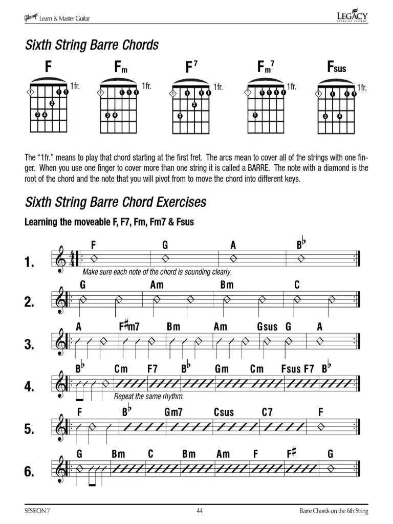 6th String Barre Chords PDF