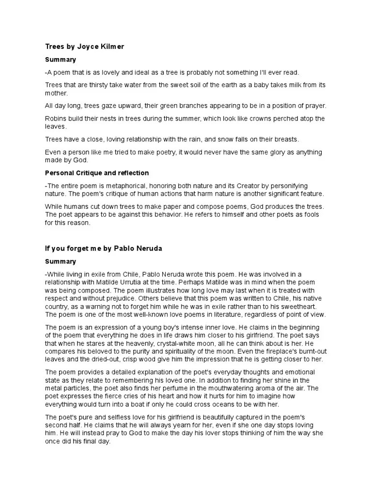 Trees by Joyce Kilmer PDF Love Poetry