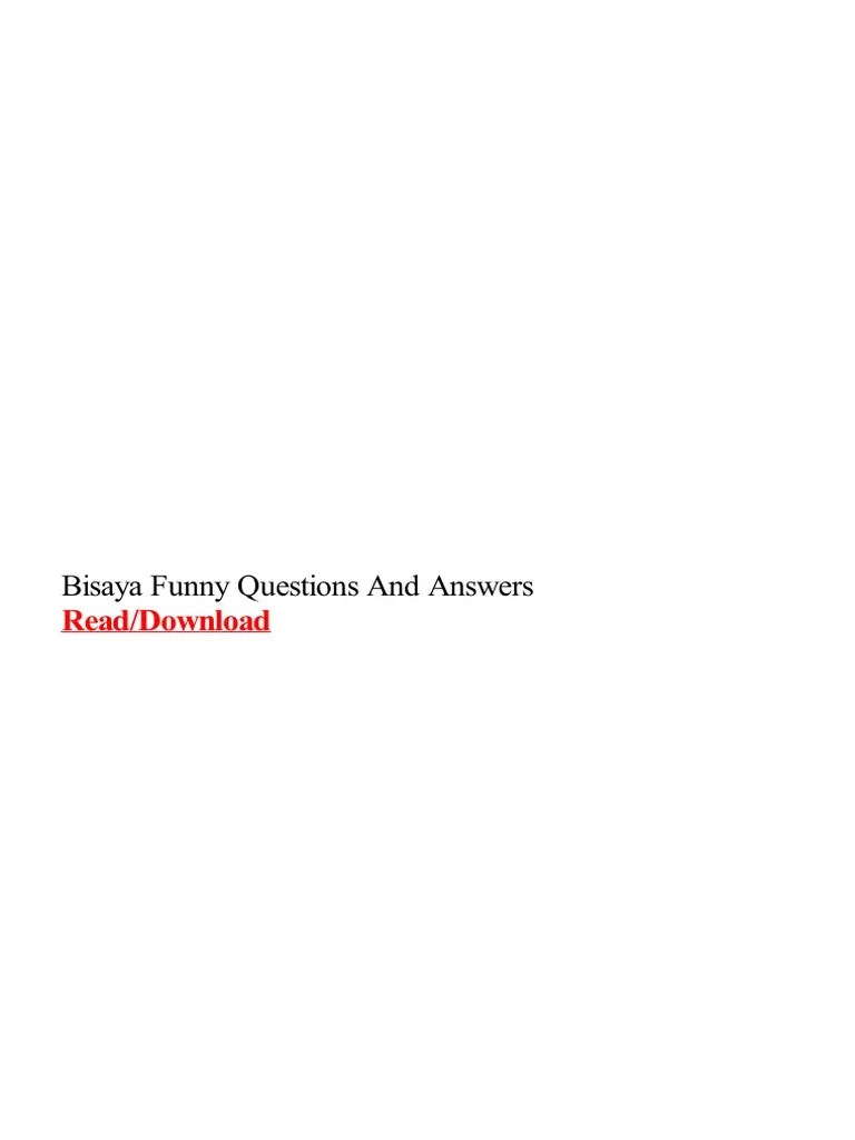 Bisaya Funny Questions and Answers PDF Philippines