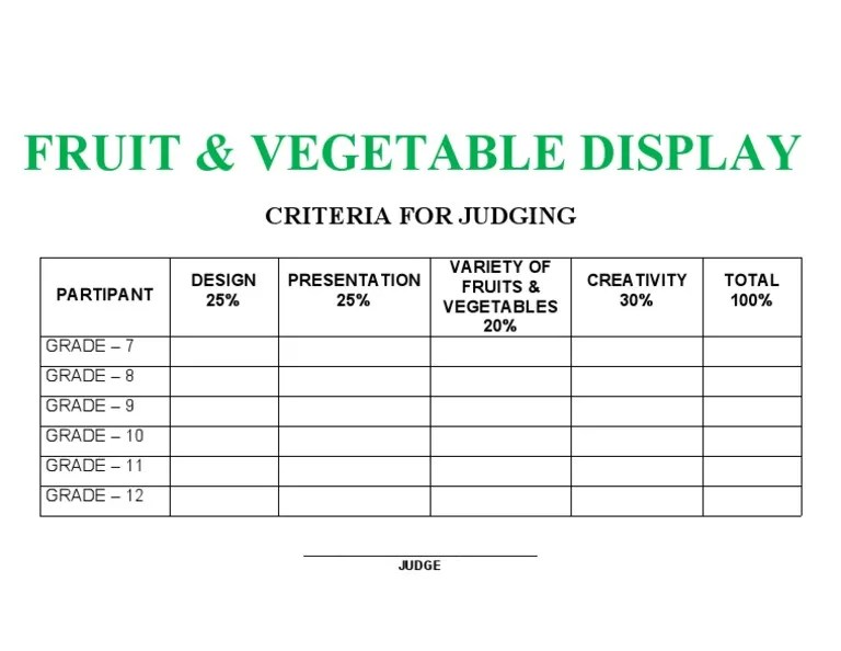 Fruit & Vegetable Display Criteria For Judging PDF