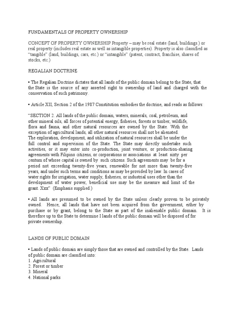 Fundamentals of Property Ownership PDF Property Naturalization