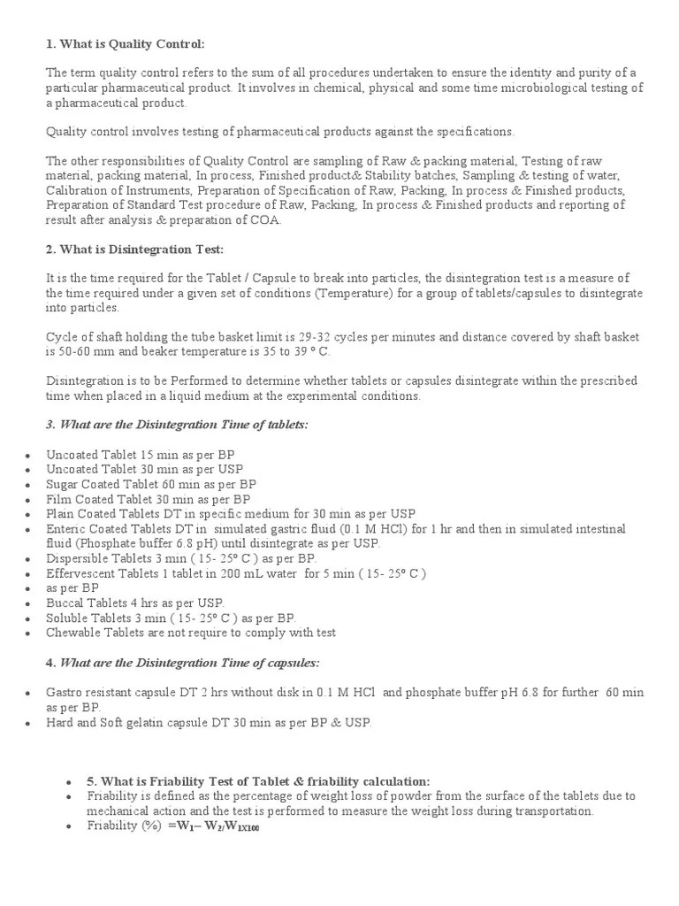 Interview Question Pharma | PDF | Verification And Validation