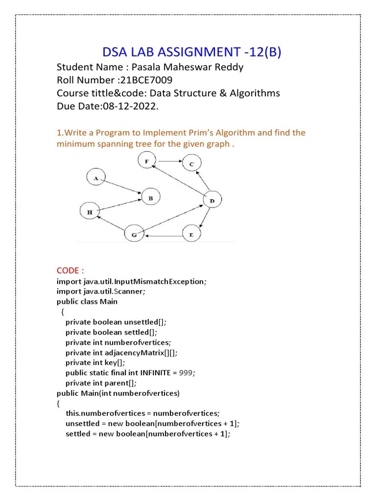 Dsa Lab Assignment12 (B) 21bce7009 PDF