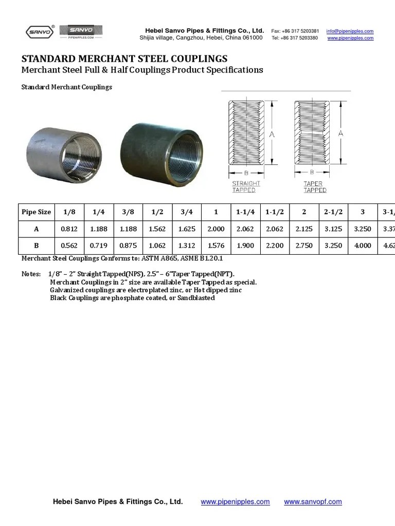 Astm A865 Merchant Steel Coupling PDF Pipe (Fluid Conveyance