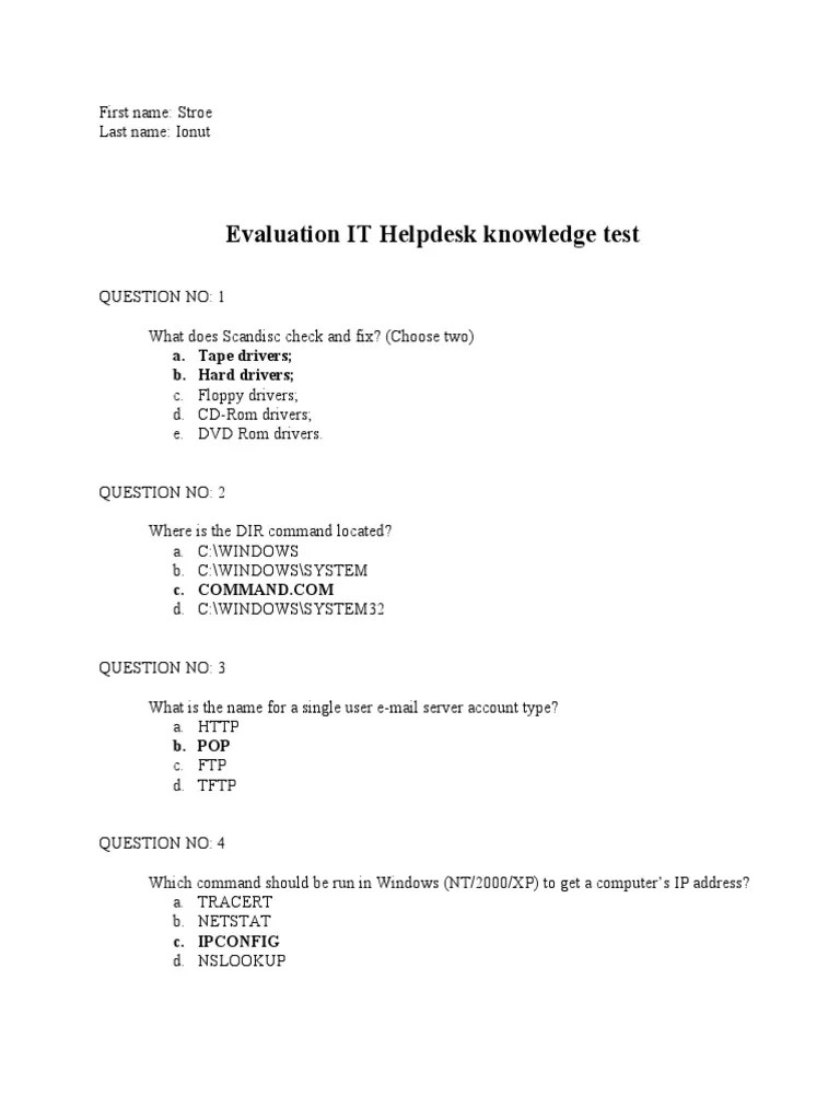Test IT Helpdesk PDF