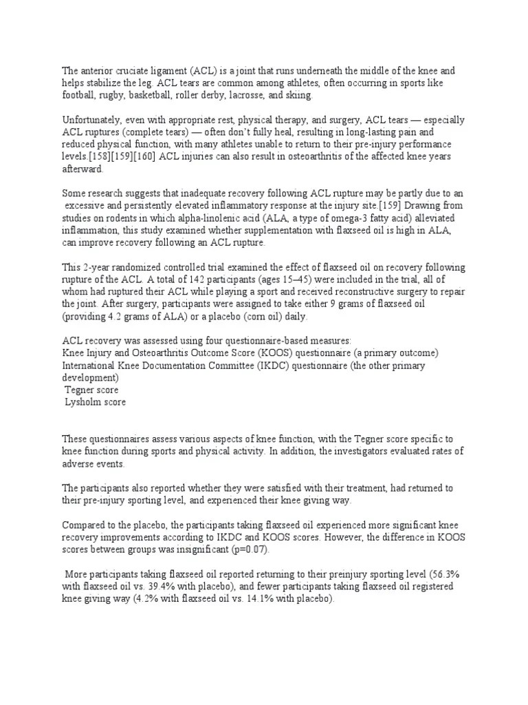 Can Flaxseed Oil Improve Knee Recovery Following An ACL PDF