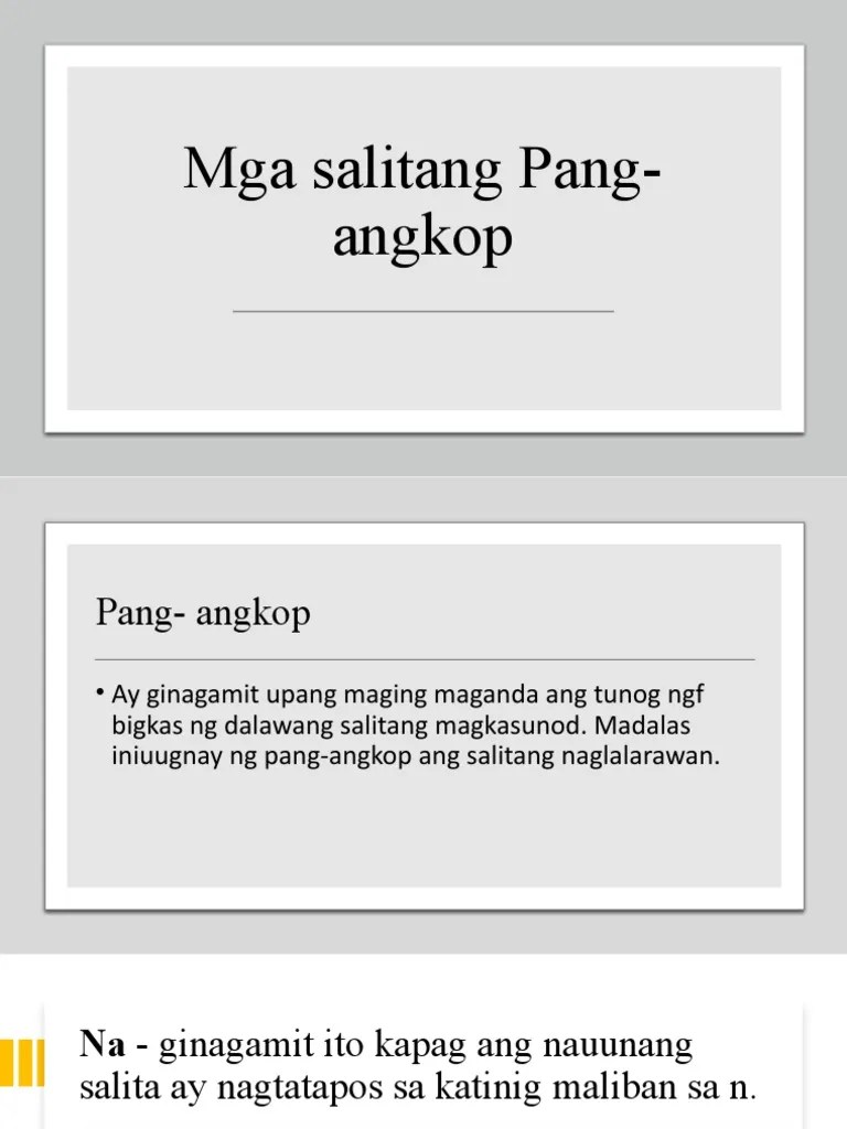 Mga Salitang Pang Angkop Q4 PDF