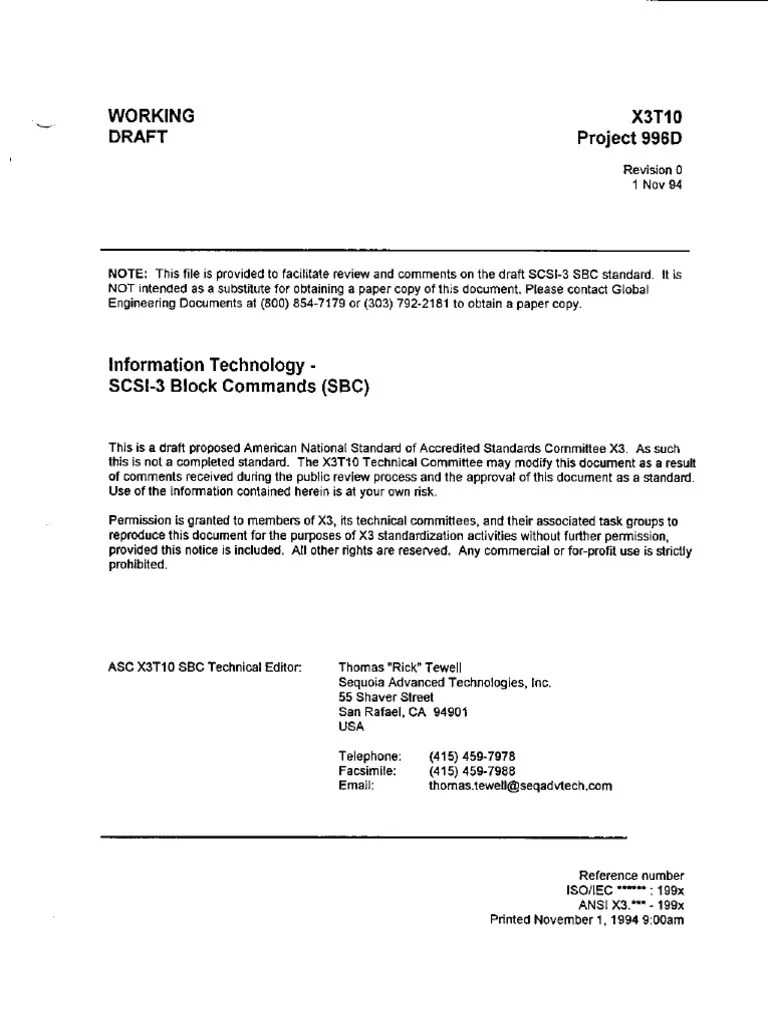 sbcr00 Single Block Command Scsi PDF