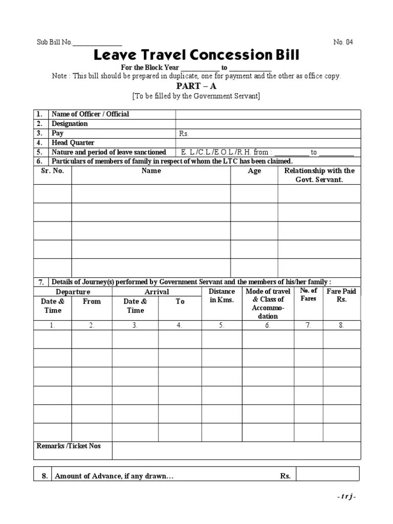 LeaveTravelConcessionBill20201012123051 PDF Transport