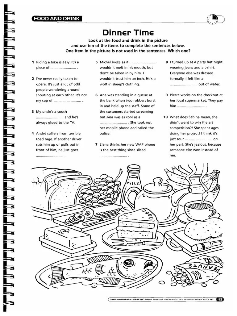 Dinner Time Verbs and Idioms PDF