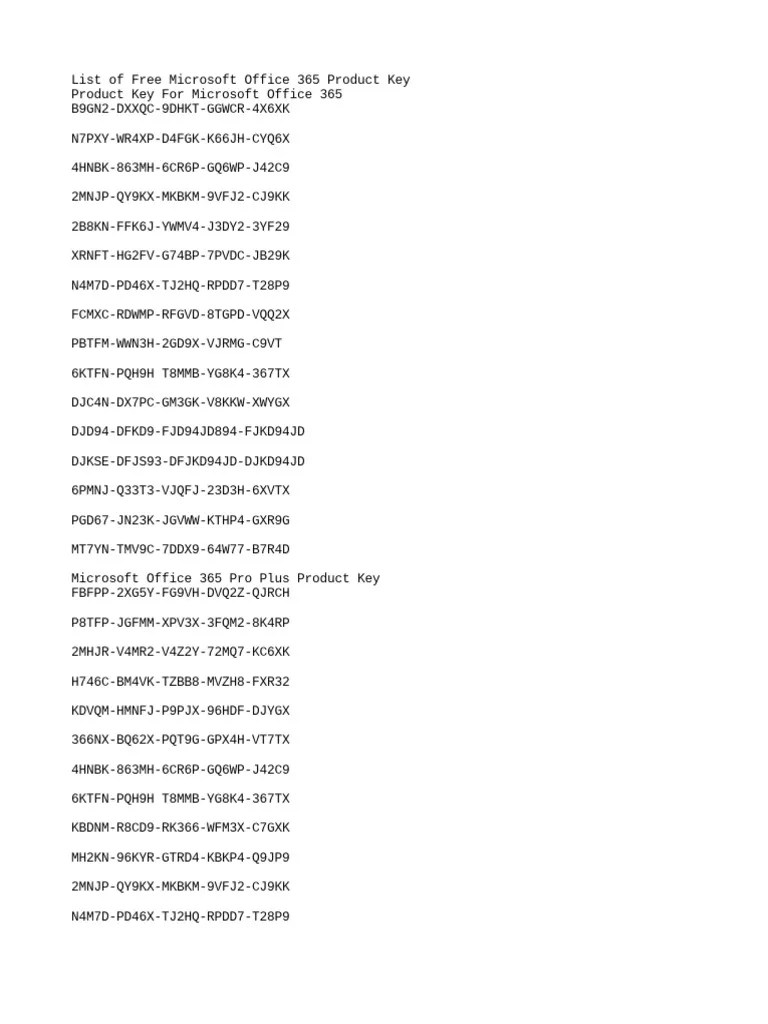Office 365 Keys PDF Software Development Unix Software