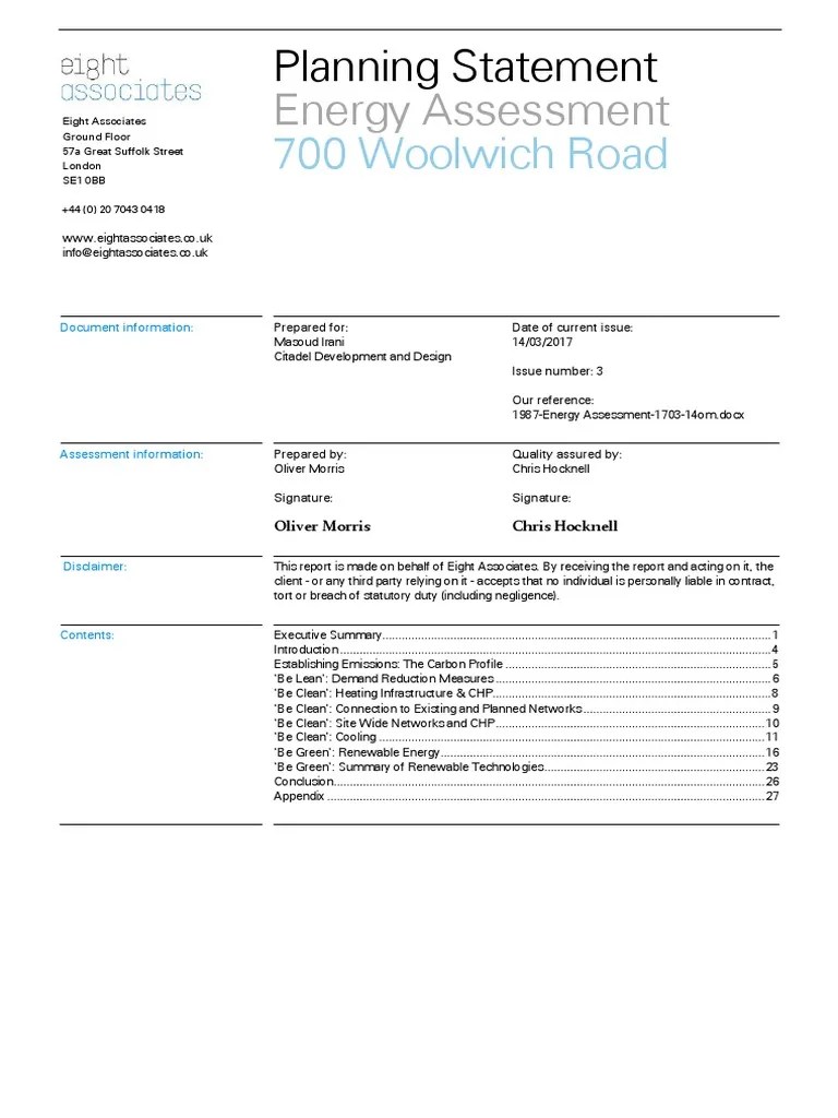 700 Woolwich Road Energy Assessment PDF Cogeneration Climate